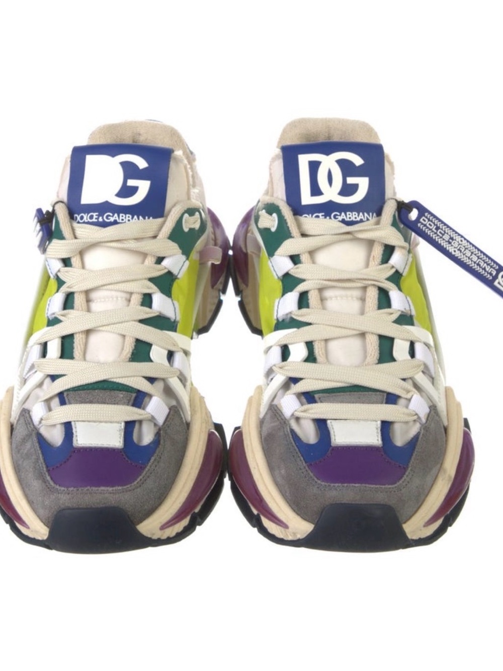 Dolce & Gabbana Colorblock Purple, Green & Navy Sneakers